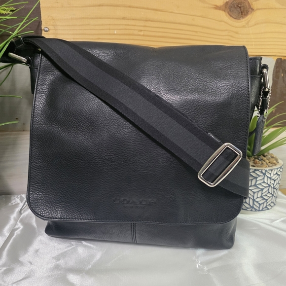 Coach Black Leather Messenger Bag - Picture 1 of 17